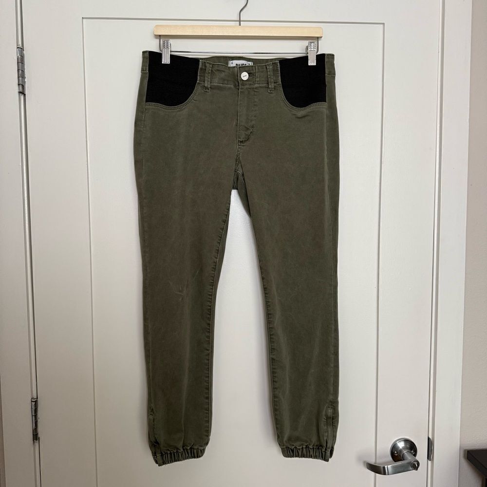 Paige Mayslie Maternity Jogger Pants Womens 27 Vintage Ivy Green Cropped Stretch